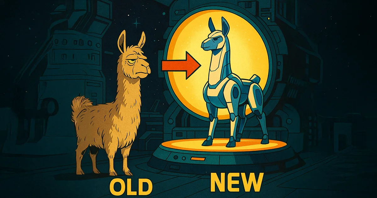 Ein altes Lama wird gegen ein neues Lama ersetzt